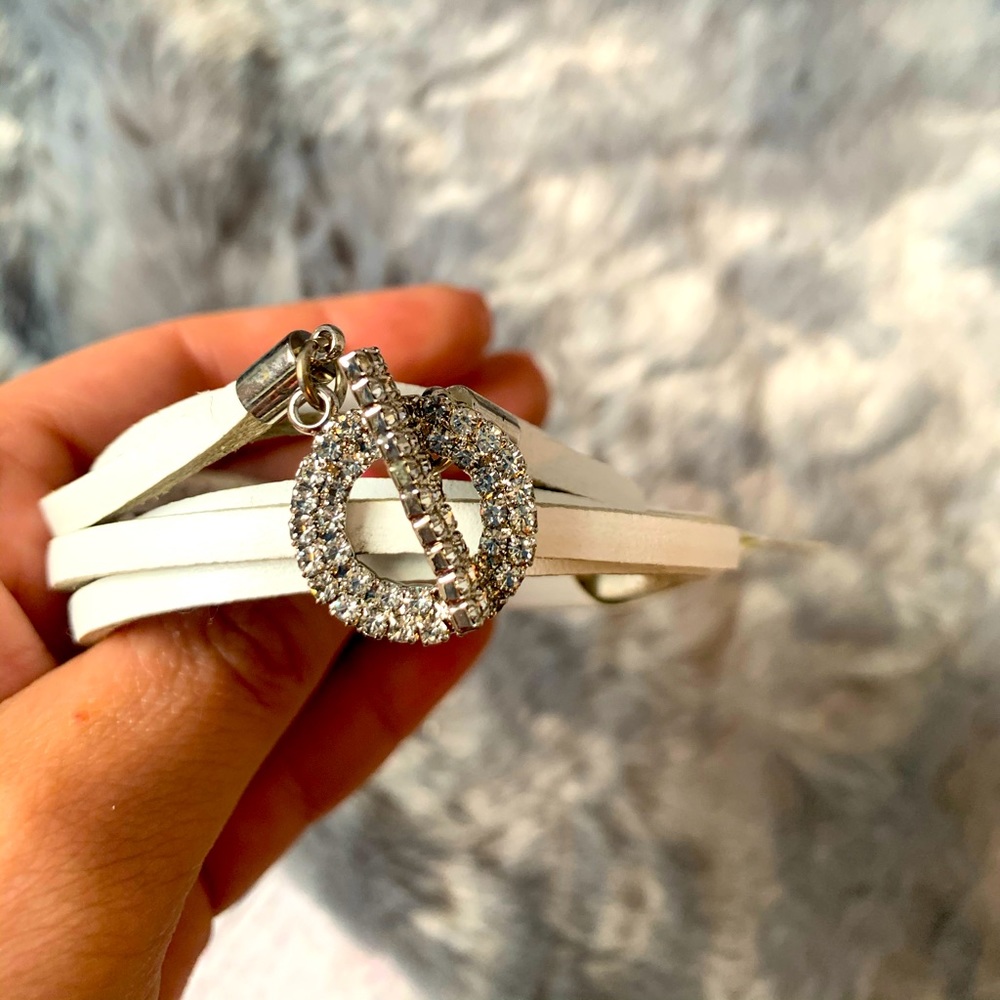 Tamina By Stella Leather Rhinestone Clasp Bracelet